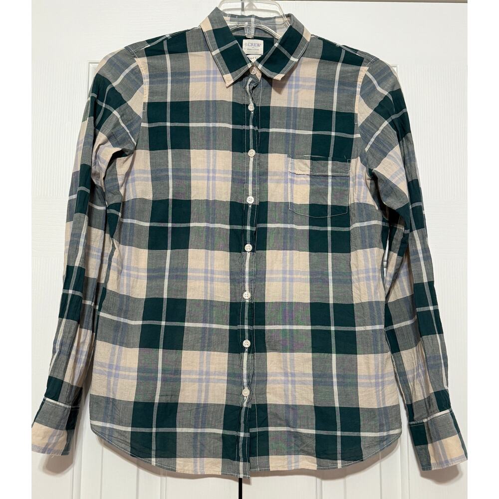 J. Crew Women's Perfect Fit Plaid Button Up Shirt, Size M